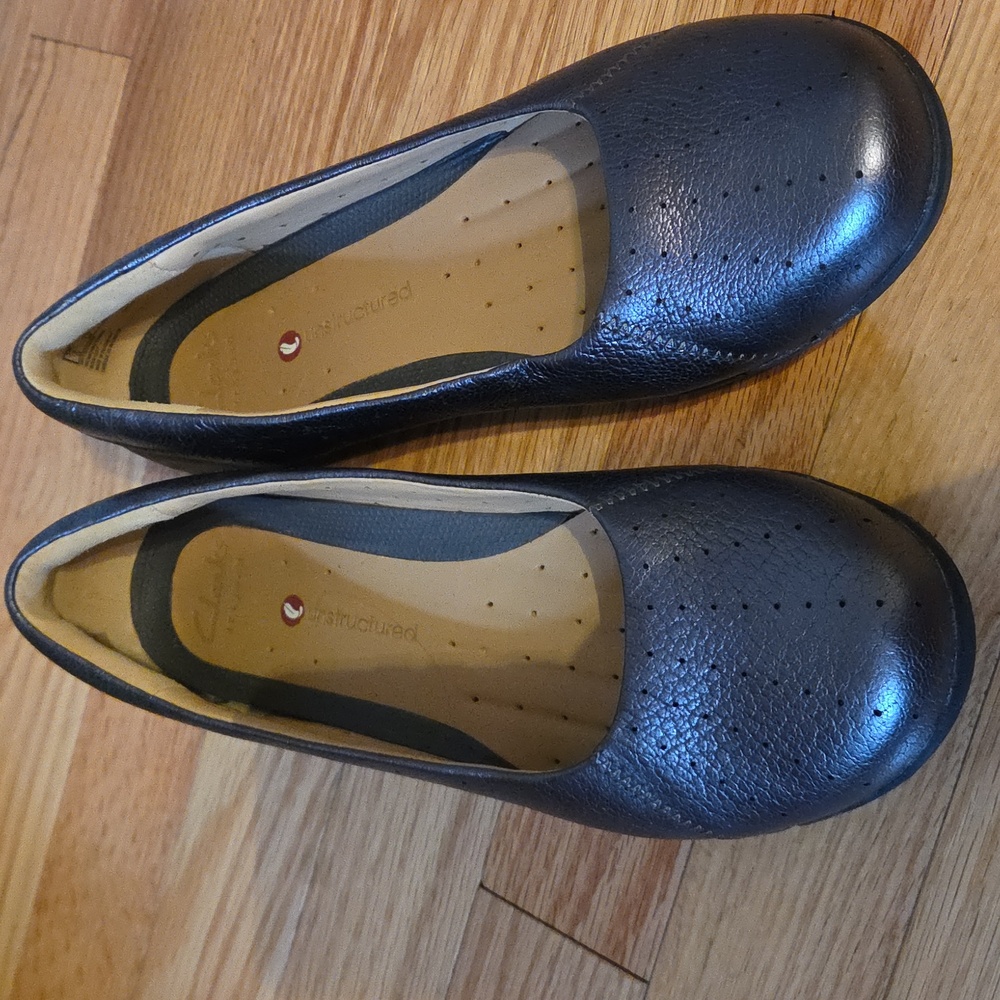 Clarks Women's Dark Pewter Leather Loafers